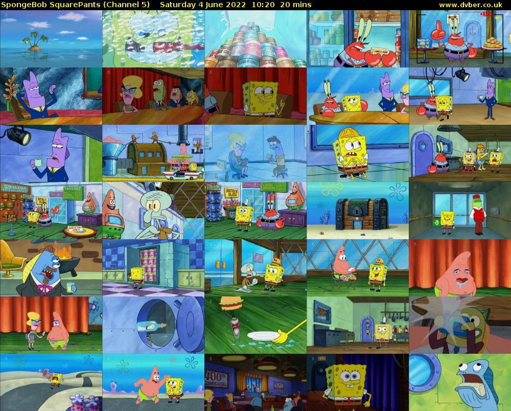 Spongebob Squarepants (Channel 5) Saturday 4 June 2022 10:20 - 10:40