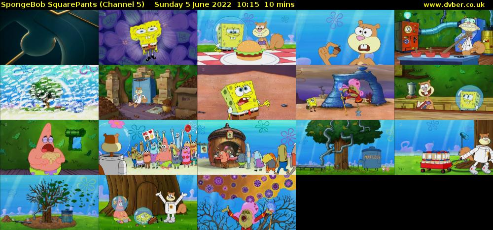 Spongebob Squarepants (Channel 5) Sunday 5 June 2022 10:15 - 10:25