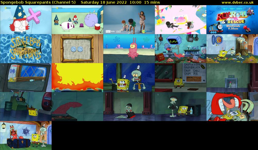 Spongebob Squarepants (Channel 5) Saturday 18 June 2022 10:00 - 10:15