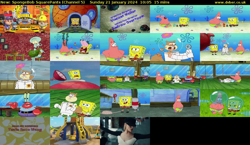 Spongebob Squarepants (Channel 5) Sunday 21 January 2024 10:05 - 10:20