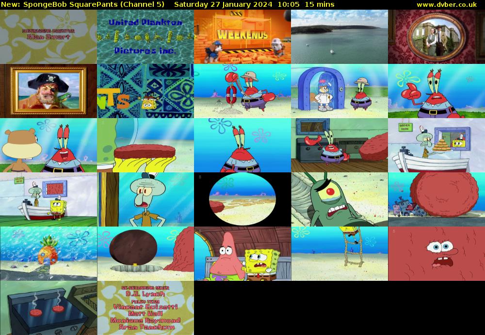 Spongebob Squarepants (Channel 5) Saturday 27 January 2024 10:05 - 10:20
