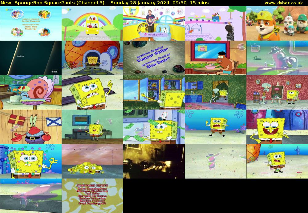 Spongebob Squarepants (Channel 5) Sunday 28 January 2024 09:50 - 10:05