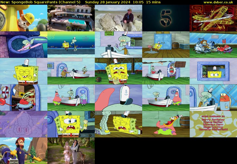 Spongebob Squarepants (Channel 5) Sunday 28 January 2024 10:05 - 10:20