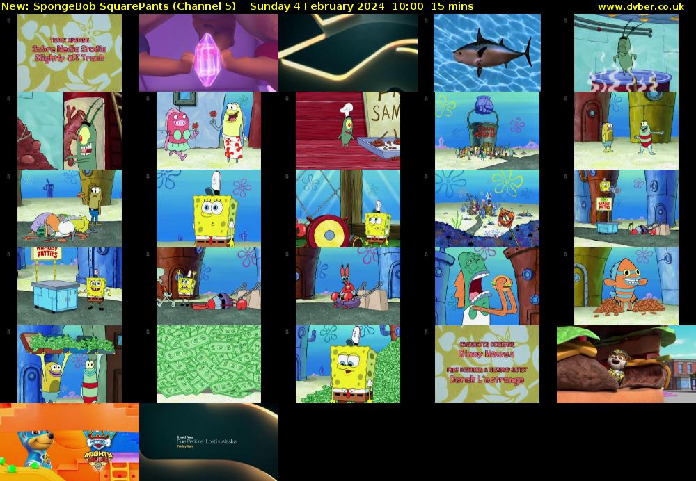 Spongebob Squarepants (Channel 5) Sunday 4 February 2024 10:00 - 10:15