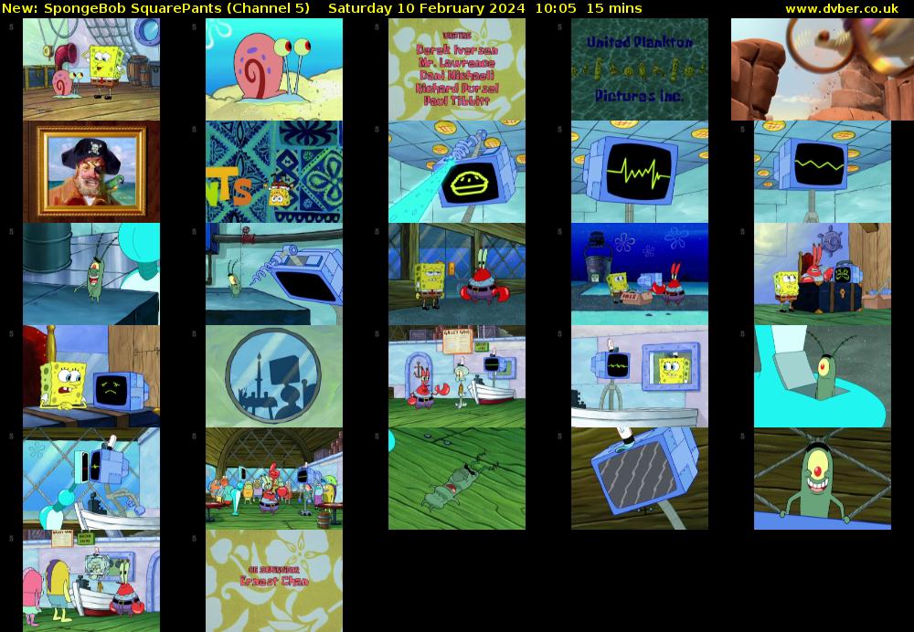 Spongebob Squarepants (Channel 5) Saturday 10 February 2024 10:05 - 10:20