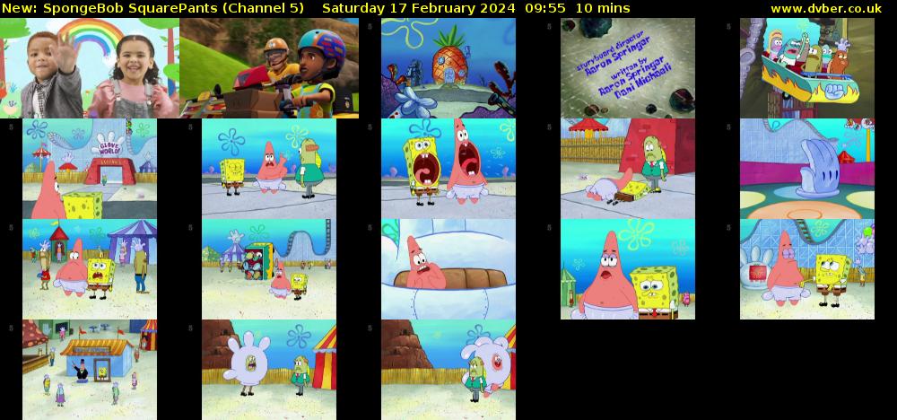 Spongebob Squarepants (Channel 5) Saturday 17 February 2024 09:55 - 10:05