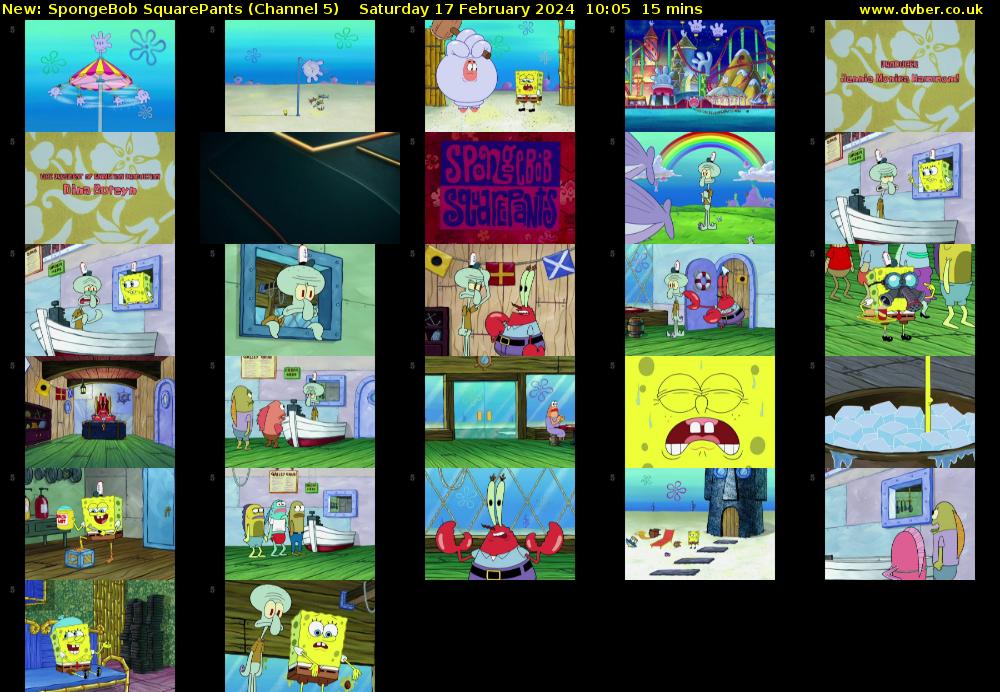 Spongebob Squarepants (Channel 5) Saturday 17 February 2024 10:05 - 10:20