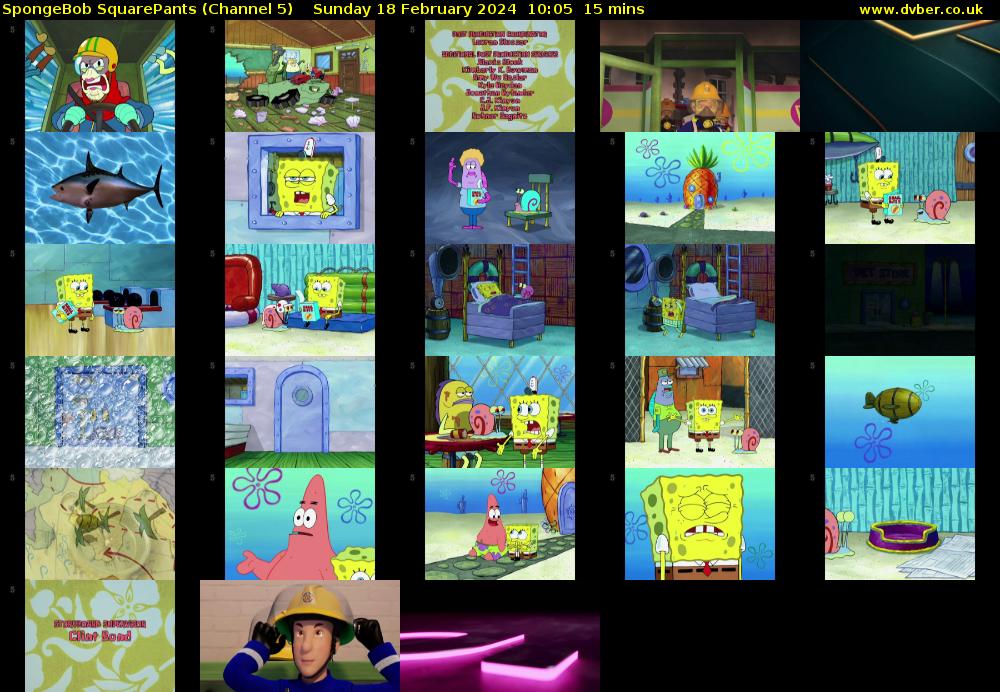Spongebob Squarepants (Channel 5) Sunday 18 February 2024 10:05 - 10:20
