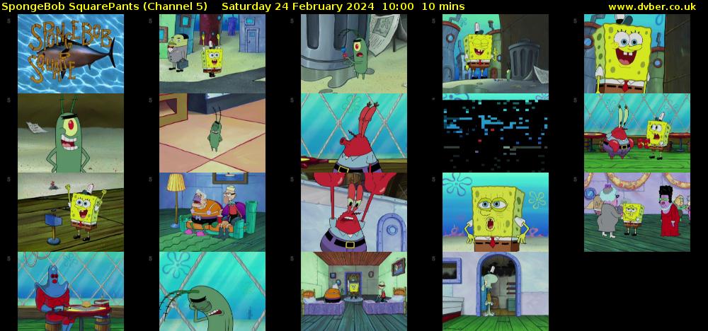 Spongebob Squarepants (Channel 5) Saturday 24 February 2024 10:00 - 10:10