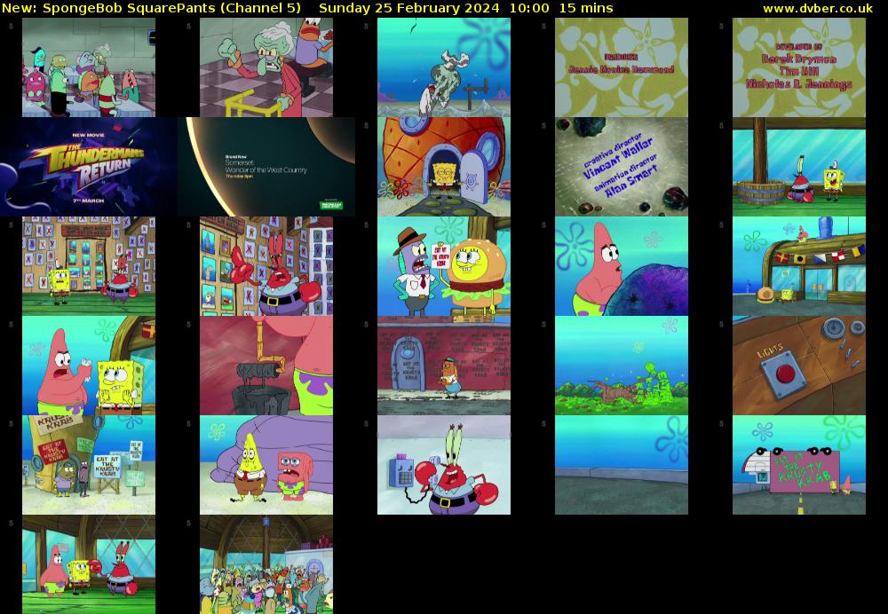 Spongebob Squarepants (Channel 5) Sunday 25 February 2024 10:00 - 10:15