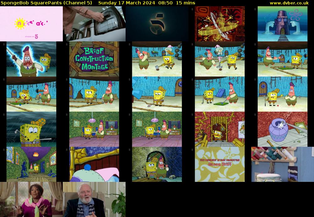 Spongebob Squarepants (Channel 5) Sunday 17 March 2024 08:50 - 09:05