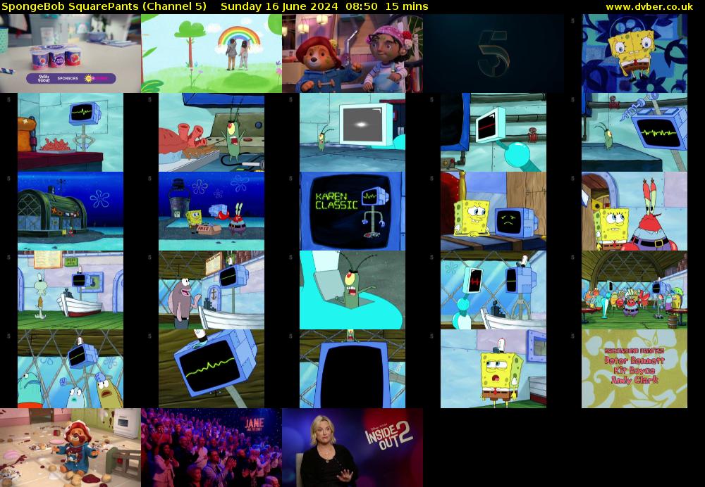 Spongebob Squarepants (Channel 5) Sunday 16 June 2024 08:50 - 09:05