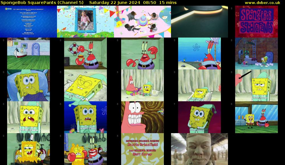 Spongebob Squarepants (Channel 5) Saturday 22 June 2024 08:50 - 09:05