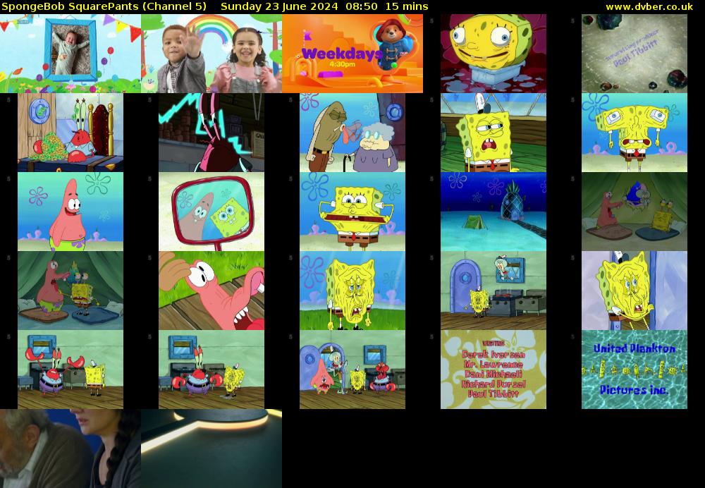 Spongebob Squarepants (Channel 5) Sunday 23 June 2024 08:50 - 09:05