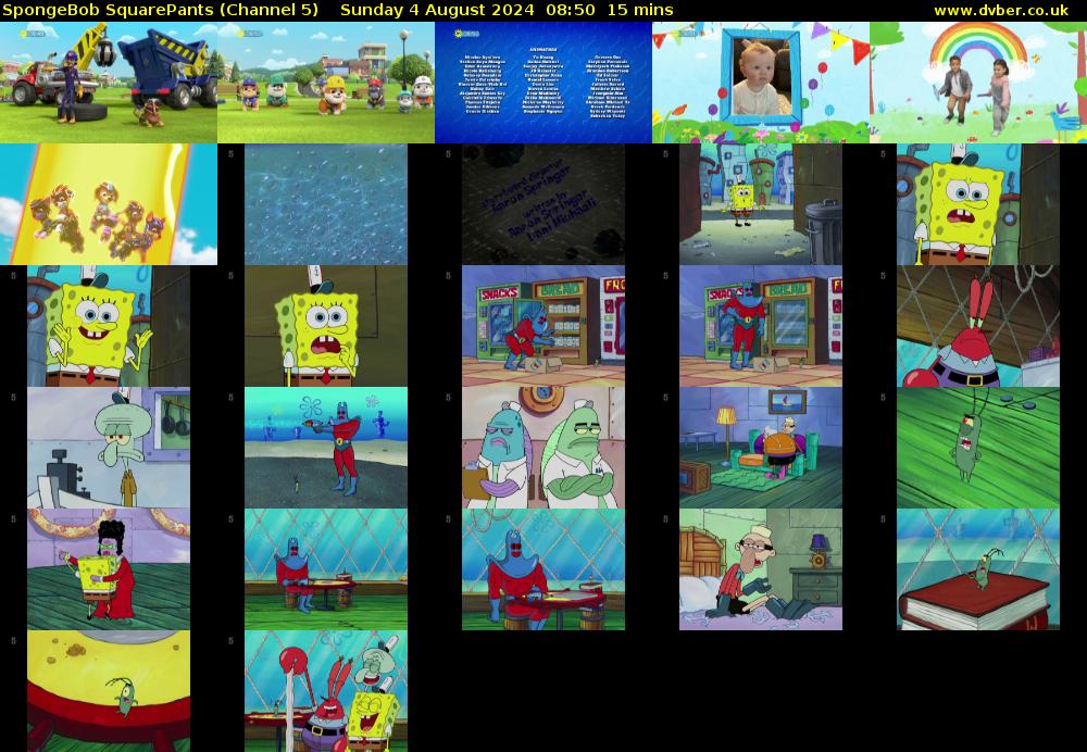 Spongebob Squarepants (Channel 5) Sunday 4 August 2024 08:50 - 09:05