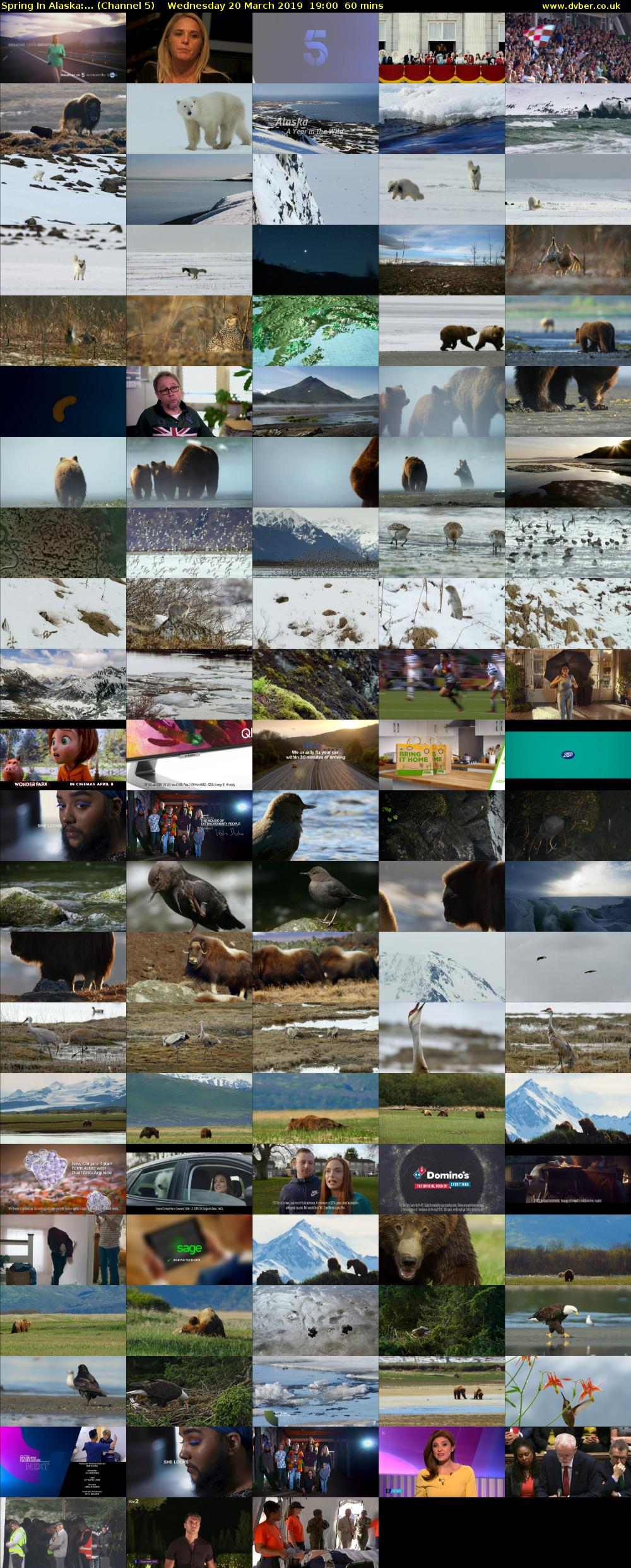 Spring In Alaska:... (Channel 5) Wednesday 20 March 2019 19:00 - 20:00