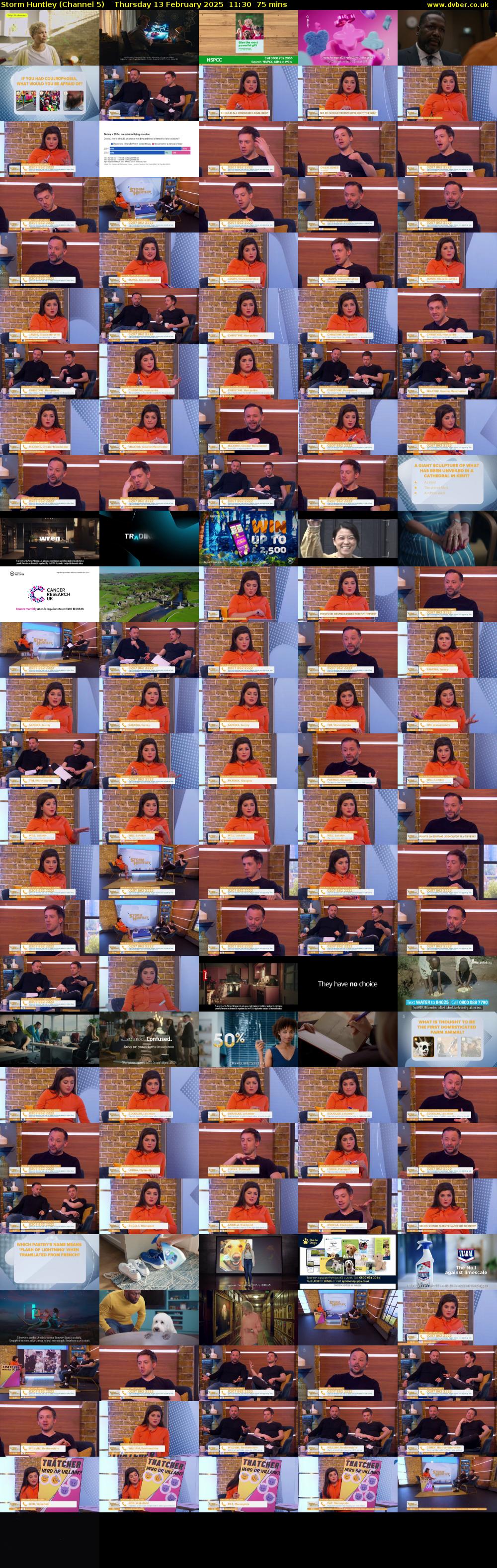 Storm Huntley (Channel 5) Thursday 13 February 2025 11:30 - 12:45