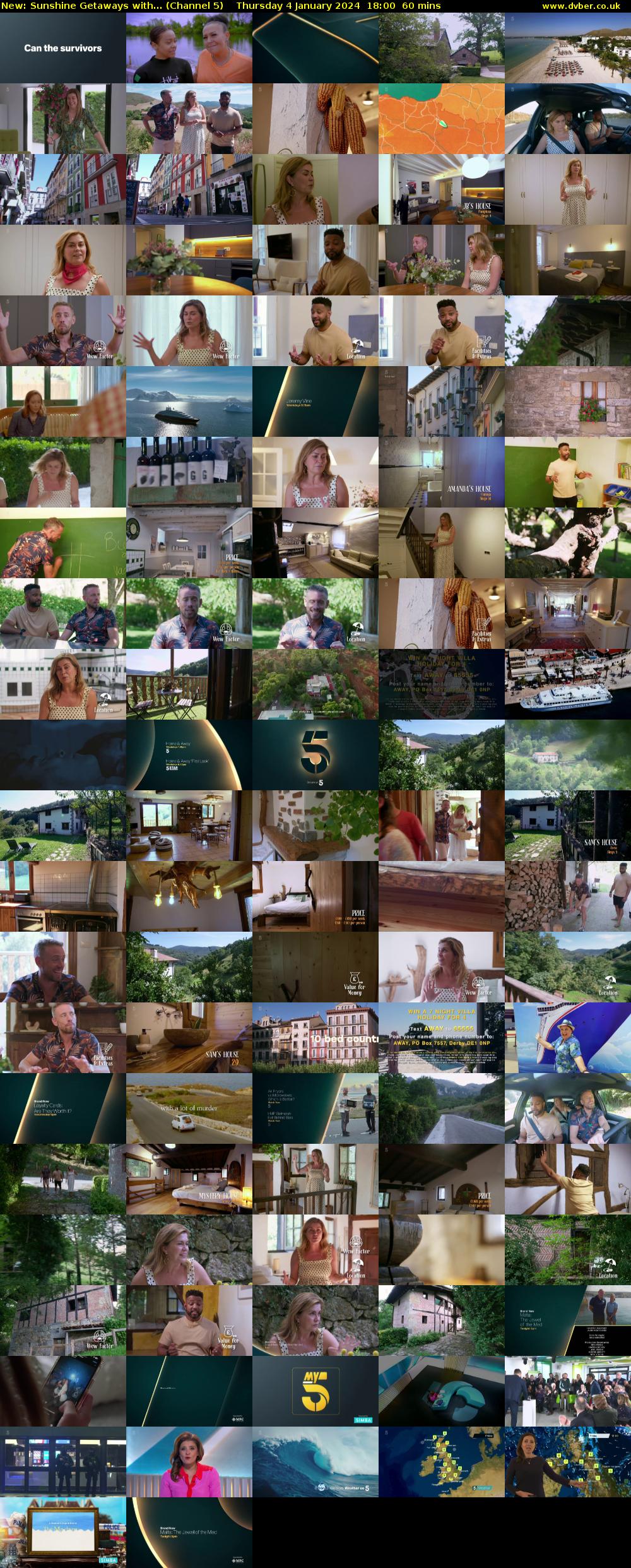 Sunshine Getaways with... (Channel 5) Thursday 4 January 2024 18:00 - 19:00
