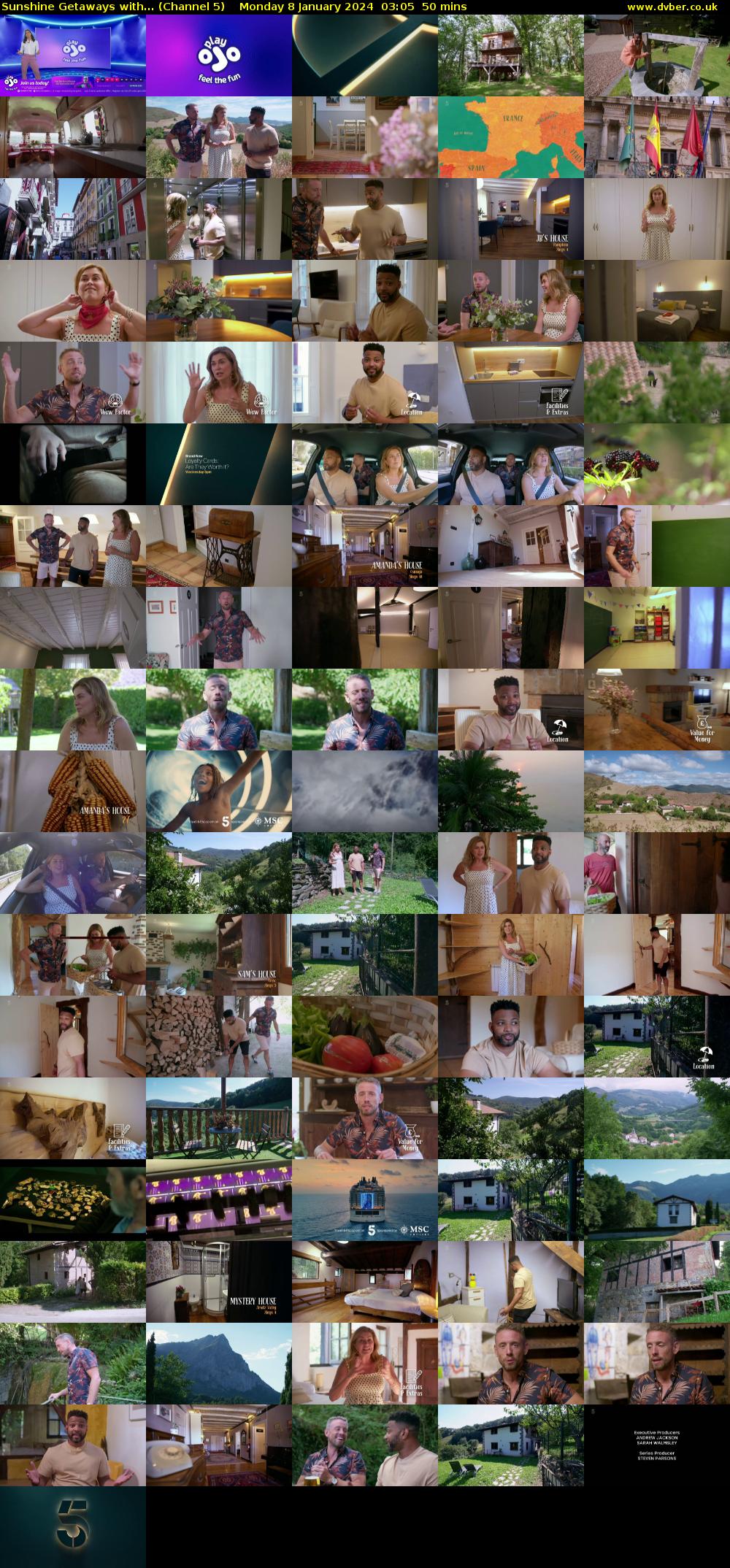 Sunshine Getaways with... (Channel 5) Monday 8 January 2024 03:05 - 03:55