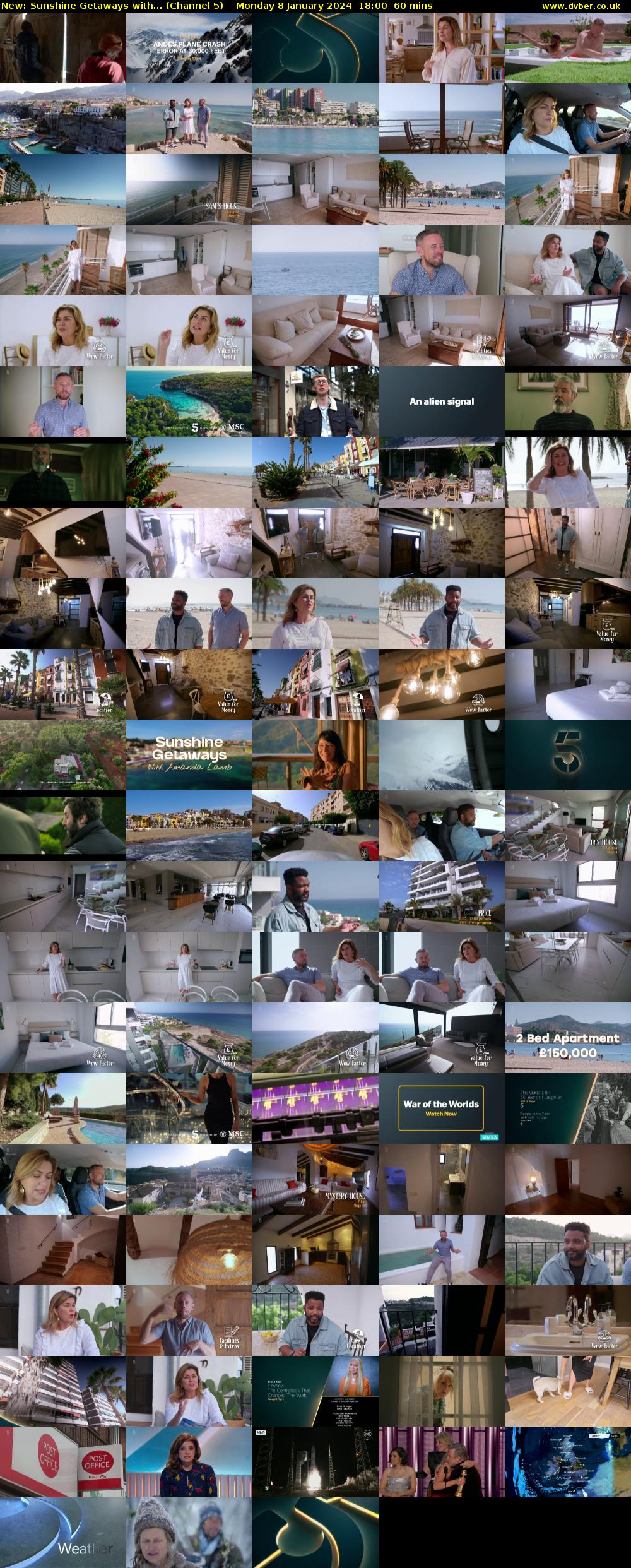 Sunshine Getaways with... (Channel 5) Monday 8 January 2024 18:00 - 19:00