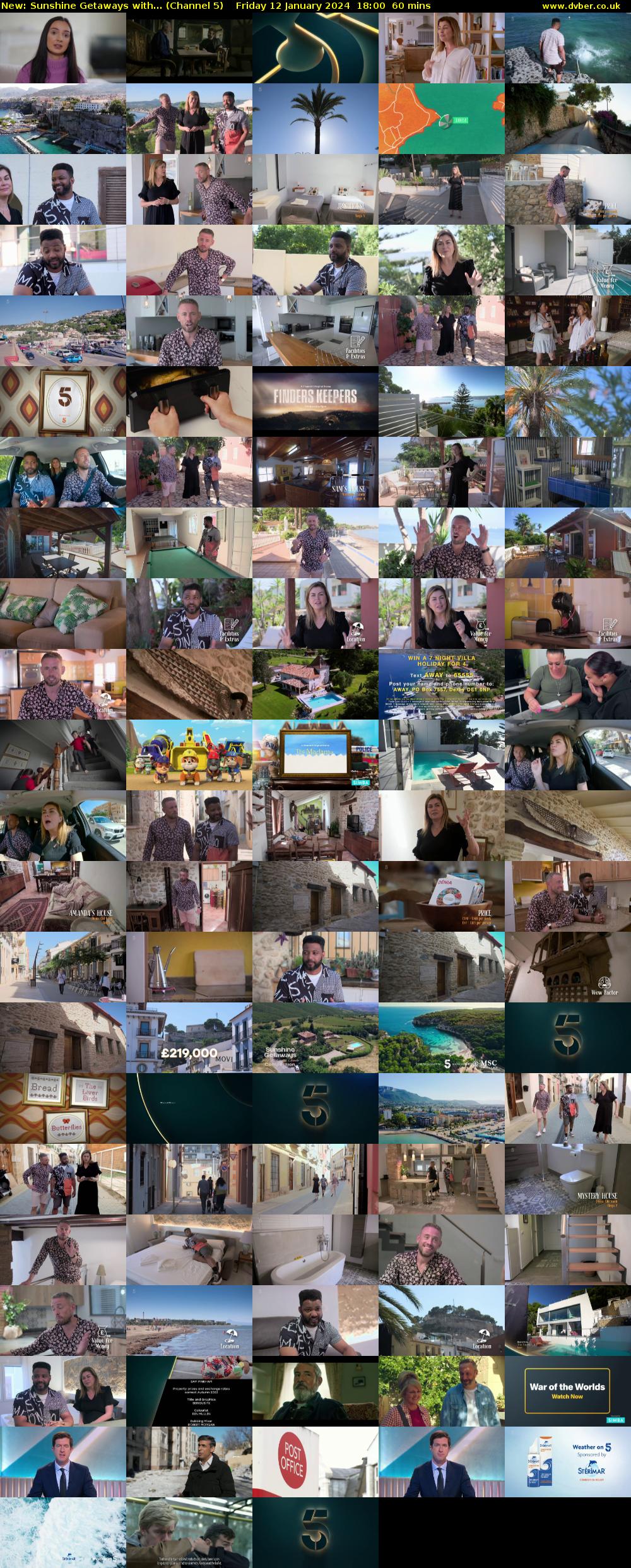 Sunshine Getaways with... (Channel 5) Friday 12 January 2024 18:00 - 19:00