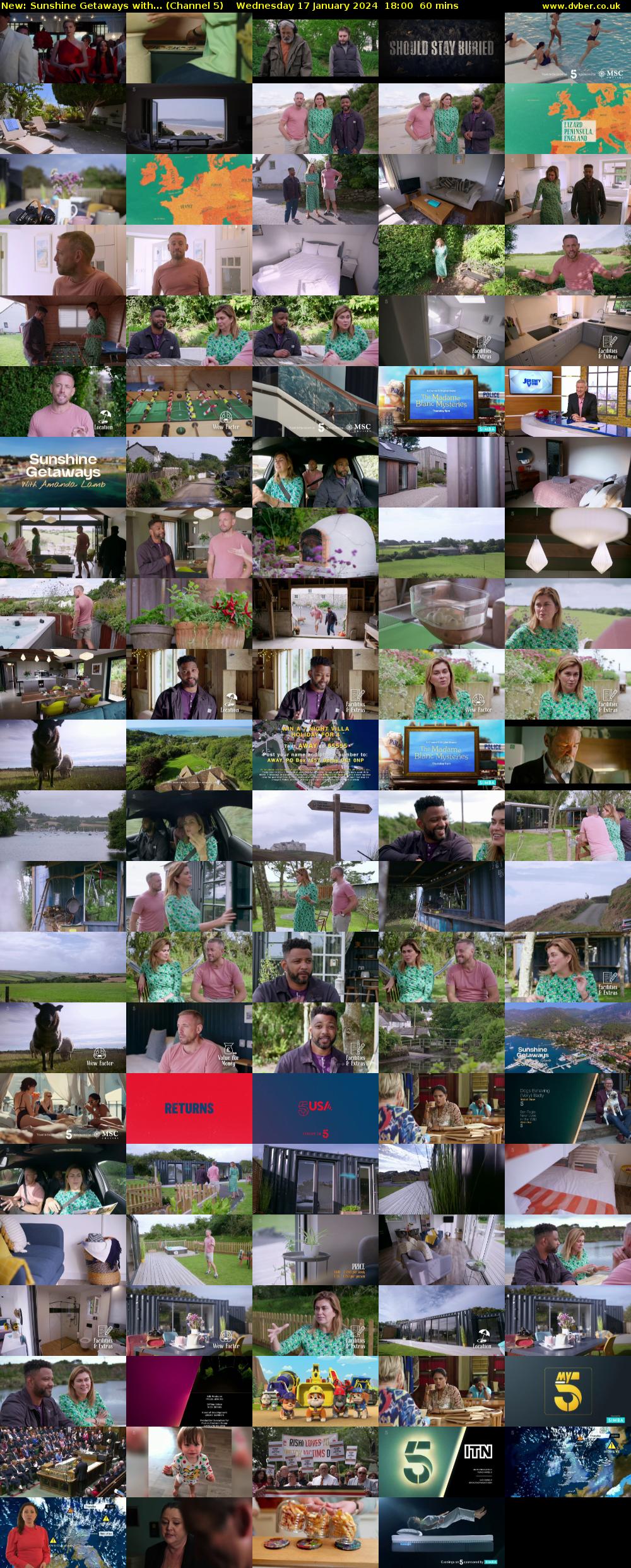 Sunshine Getaways with... (Channel 5) Wednesday 17 January 2024 18:00 - 19:00