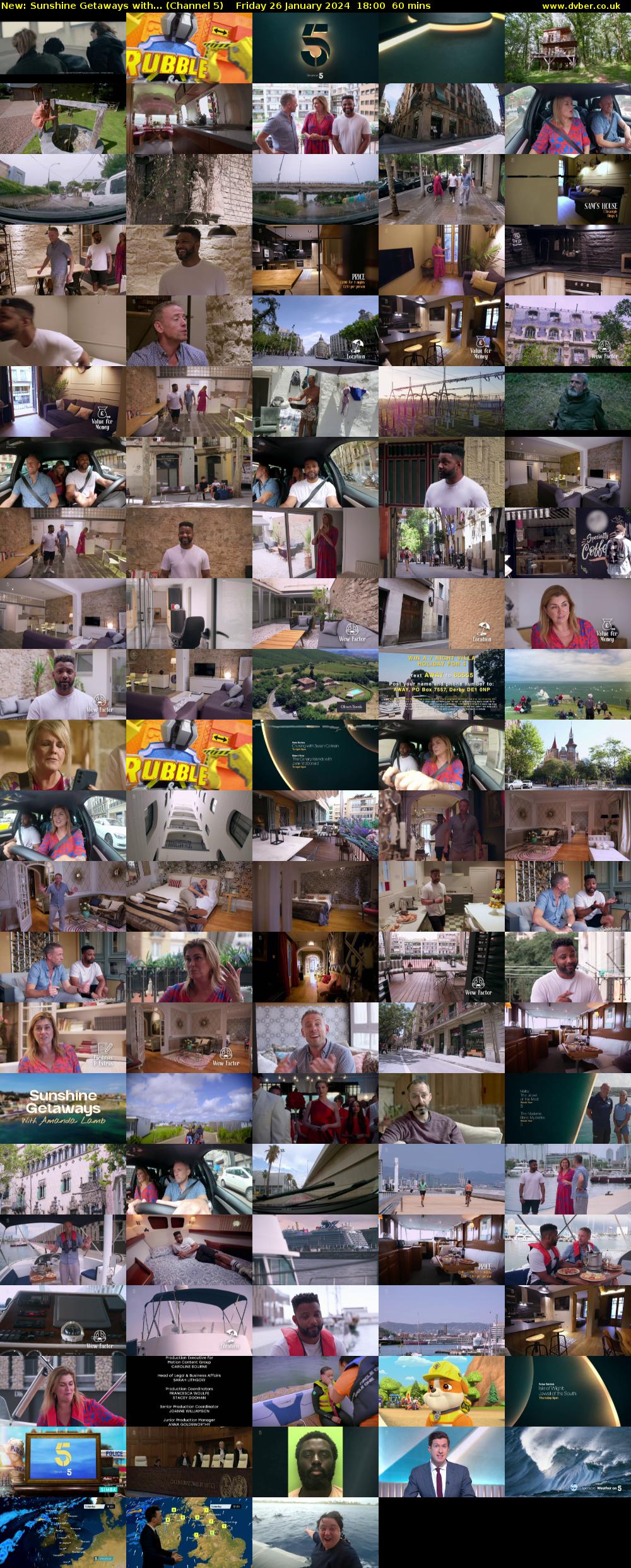 Sunshine Getaways with... (Channel 5) Friday 26 January 2024 18:00 - 19:00