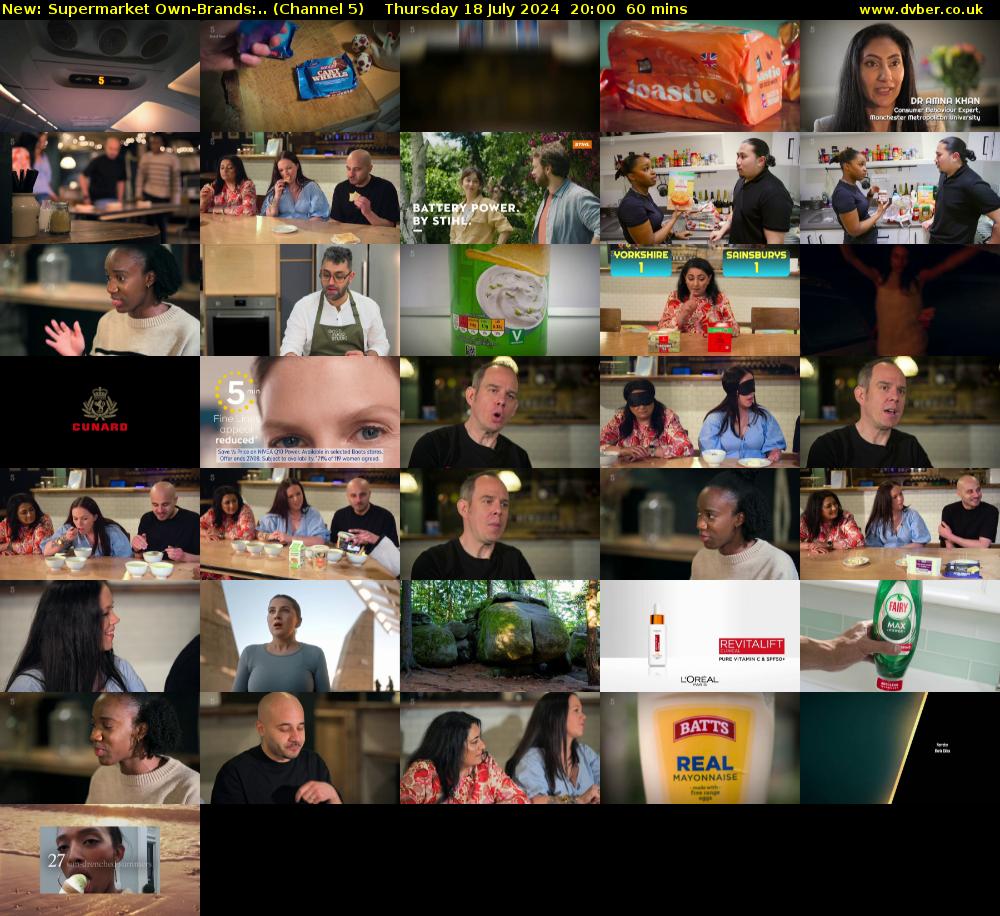 Supermarket Own-Brands:.. (Channel 5) Thursday 18 July 2024 20:00 - 21:00