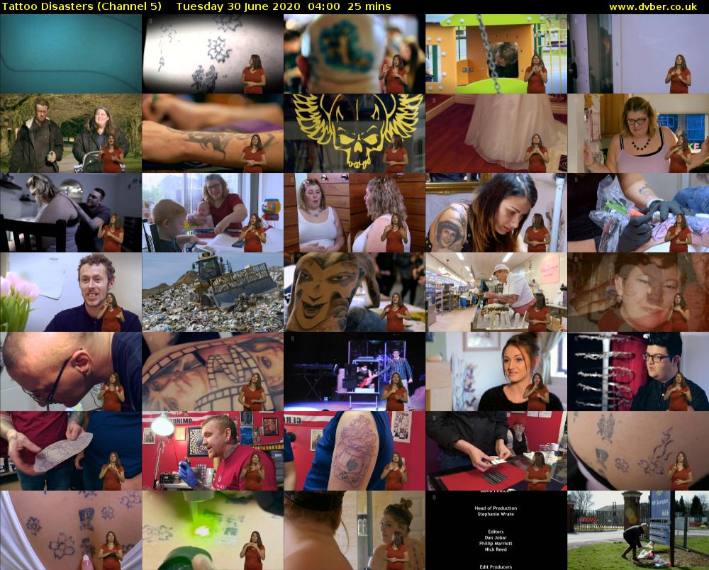 Tattoo Disasters (Channel 5) Tuesday 30 June 2020 04:00 - 04:25