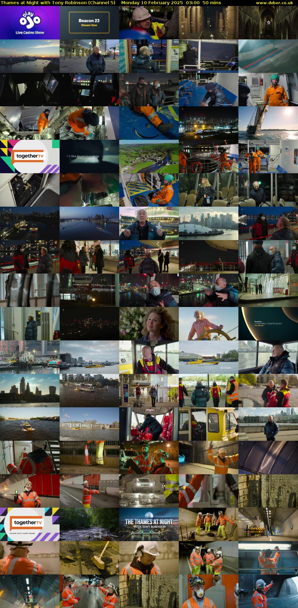 Thames at Night with Tony Robinson (Channel 5) Monday 10 February 2025 03:00 - 03:50
