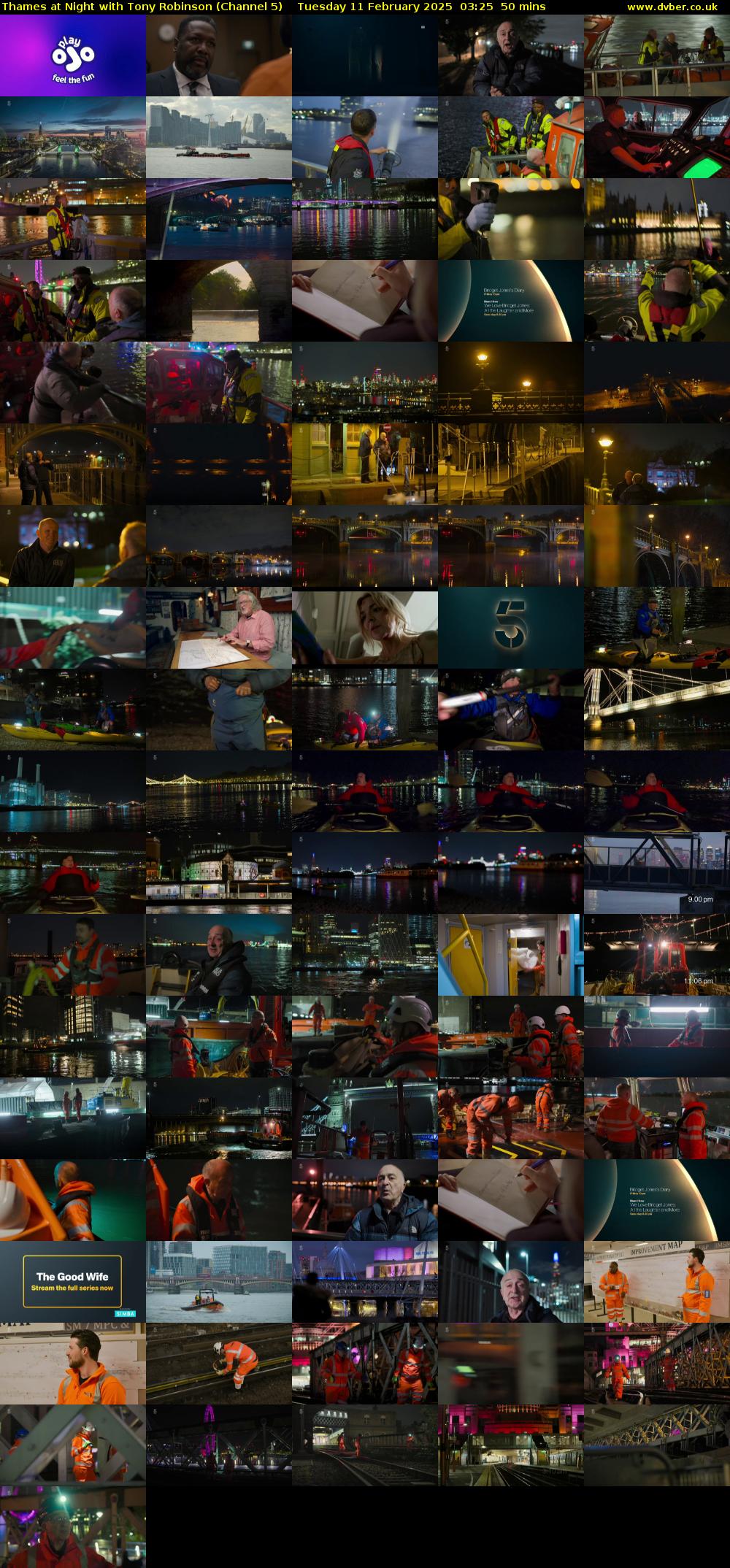 Thames at Night with Tony Robinson (Channel 5) Tuesday 11 February 2025 03:25 - 04:15