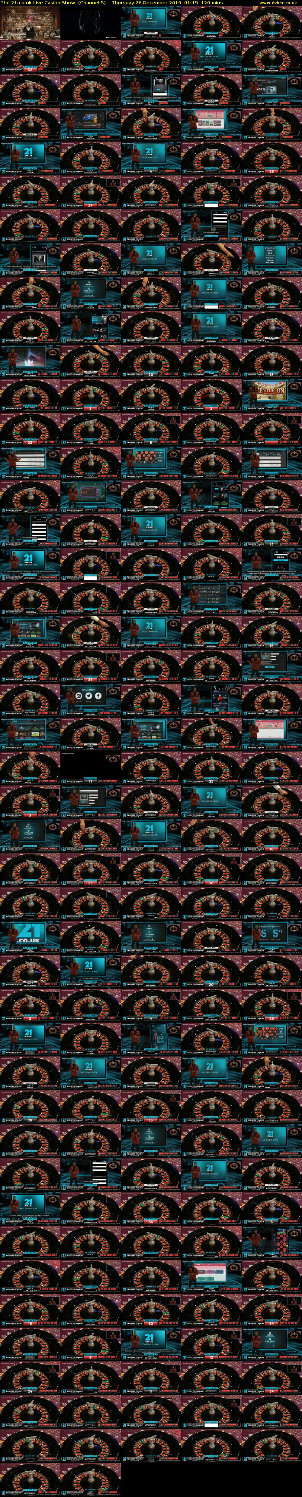 The 21.co.uk Live Casino Show  (Channel 5) Thursday 26 December 2019 01:15 - 03:15