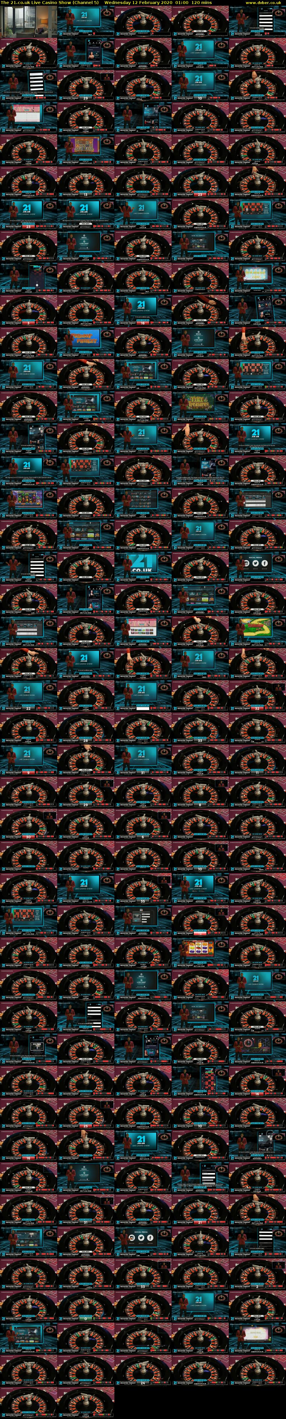 The 21.co.uk Live Casino Show (Channel 5) Wednesday 12 February 2020 01:00 - 03:00