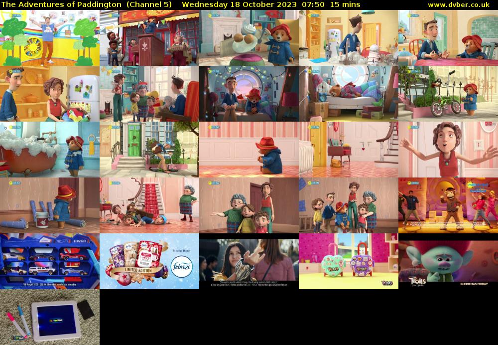 The Adventures of Paddington  (Channel 5) Wednesday 18 October 2023 07:50 - 08:05