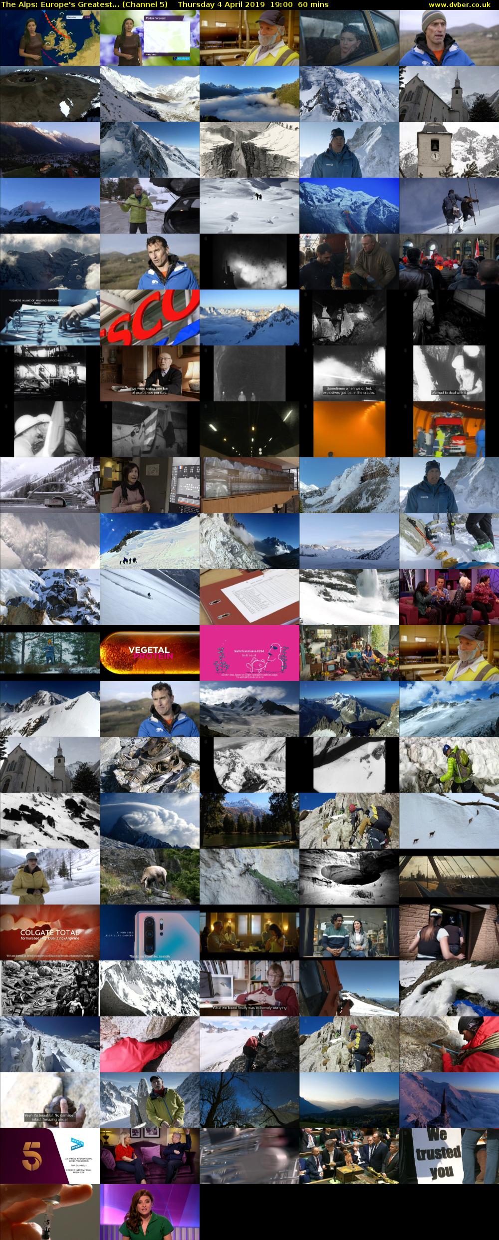 The Alps: Europe's Greatest... (Channel 5) Thursday 4 April 2019 19:00 - 20:00