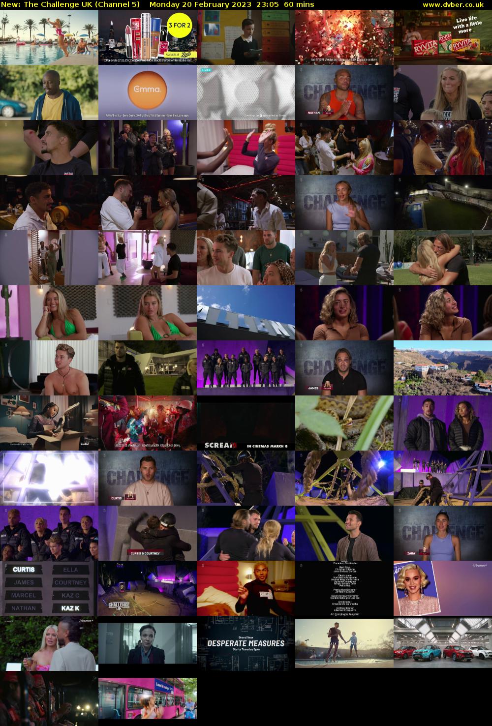 The Challenge UK (Channel 5) Monday 20 February 2023 23:05 - 00:05