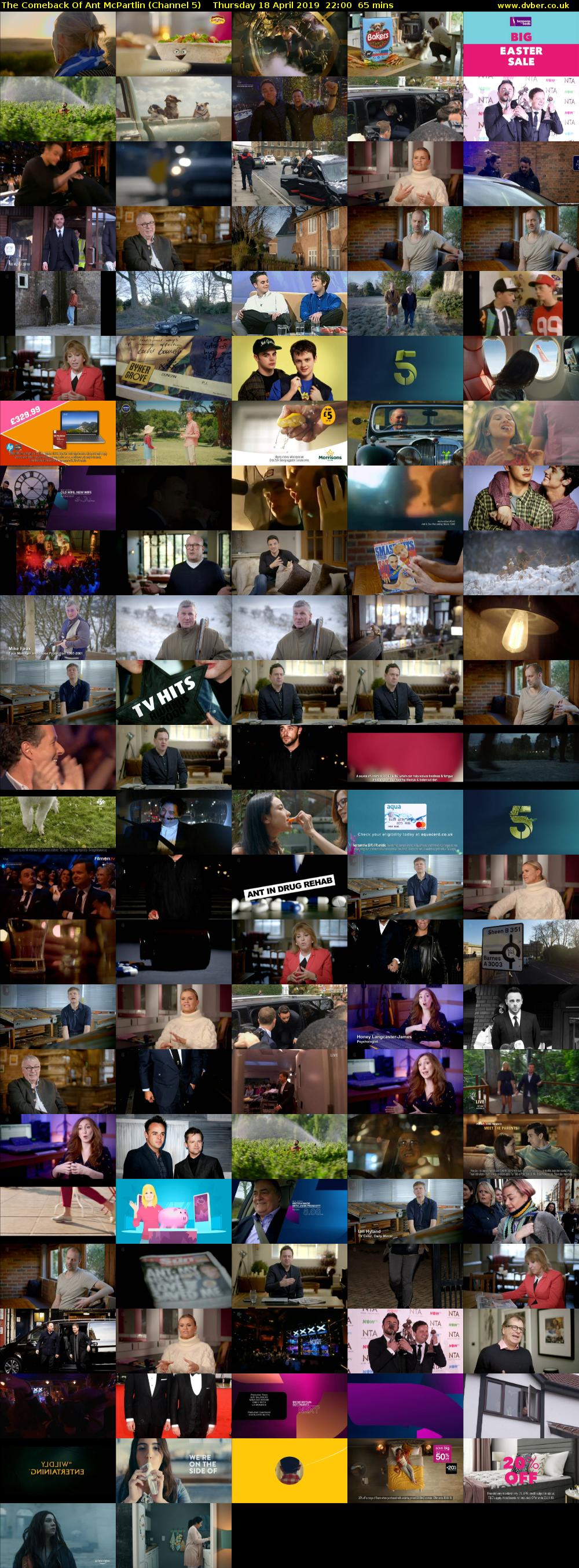 The Comeback Of Ant McPartlin (Channel 5) Thursday 18 April 2019 22:00 - 23:05