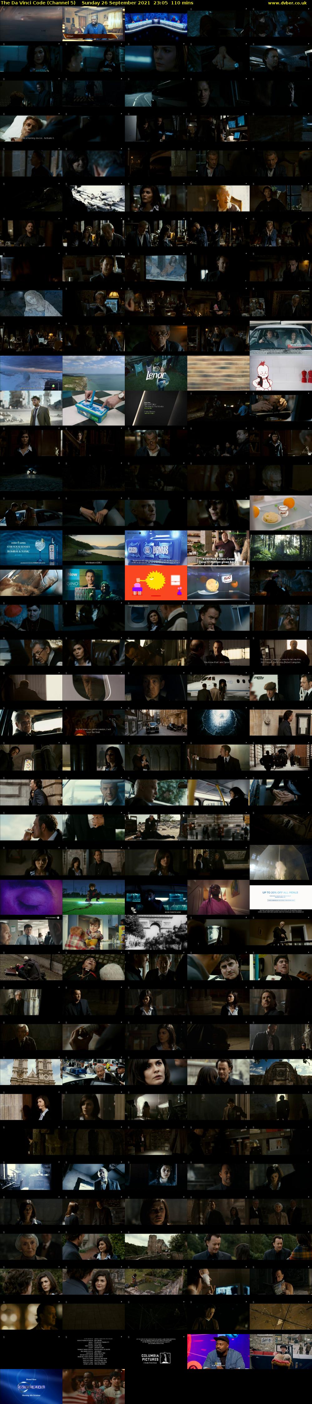 The Da Vinci Code (Channel 5) Sunday 26 September 2021 23:05 - 00:55