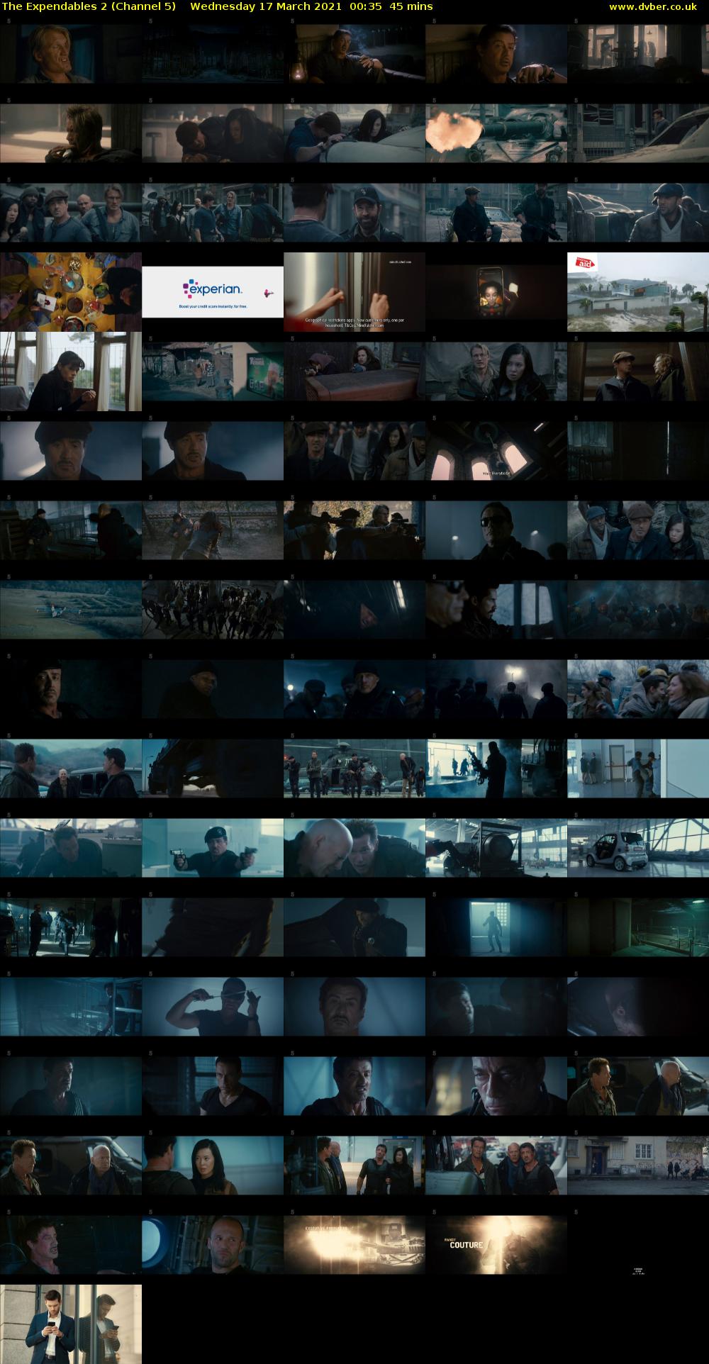 The Expendables 2 (Channel 5) Wednesday 17 March 2021 00:35 - 01:20