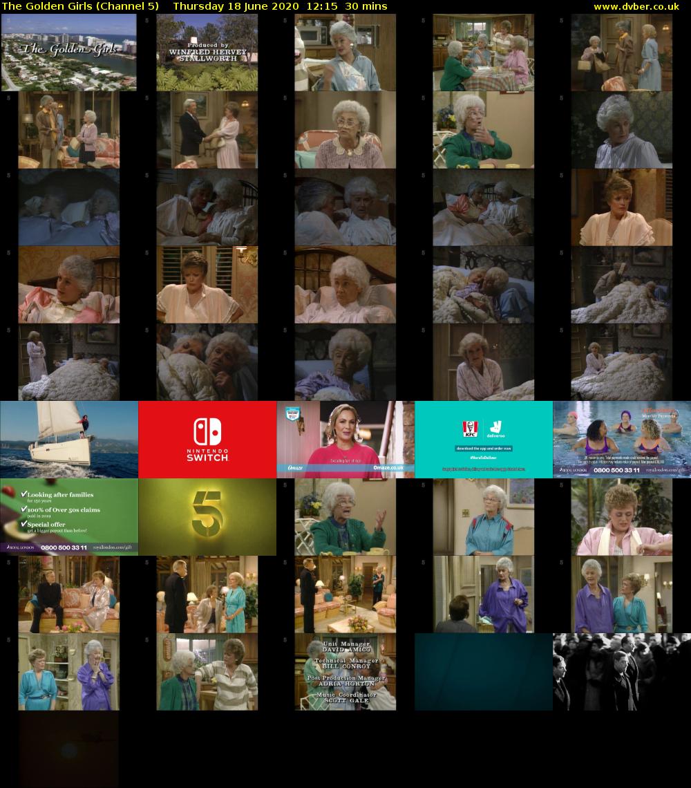 The Golden Girls (Channel 5) Thursday 18 June 2020 12:15 - 12:45