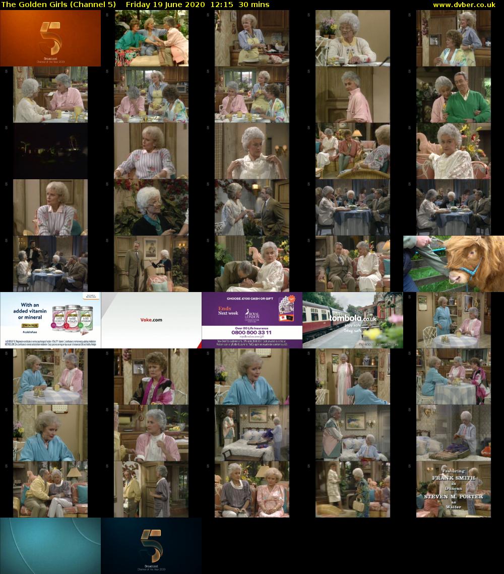The Golden Girls (Channel 5) Friday 19 June 2020 12:15 - 12:45