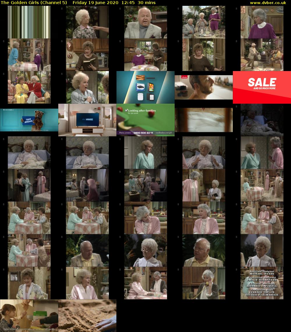 The Golden Girls (Channel 5) Friday 19 June 2020 12:45 - 13:15