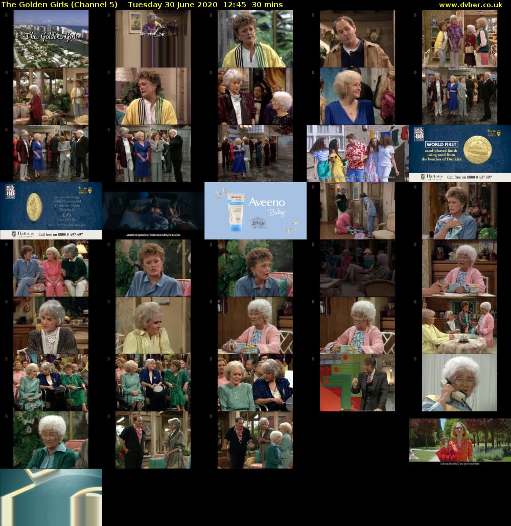 The Golden Girls (Channel 5) Tuesday 30 June 2020 12:45 - 13:15