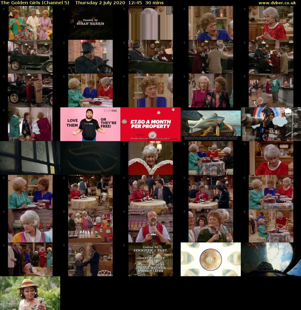 The Golden Girls (Channel 5) Thursday 2 July 2020 12:45 - 13:15