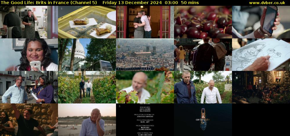 The Good Life: Brits in France (Channel 5) Friday 13 December 2024 03:00 - 03:50