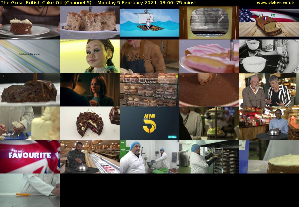 The Great British Cake-Off (Channel 5) Monday 5 February 2024 03:00 - 04:15