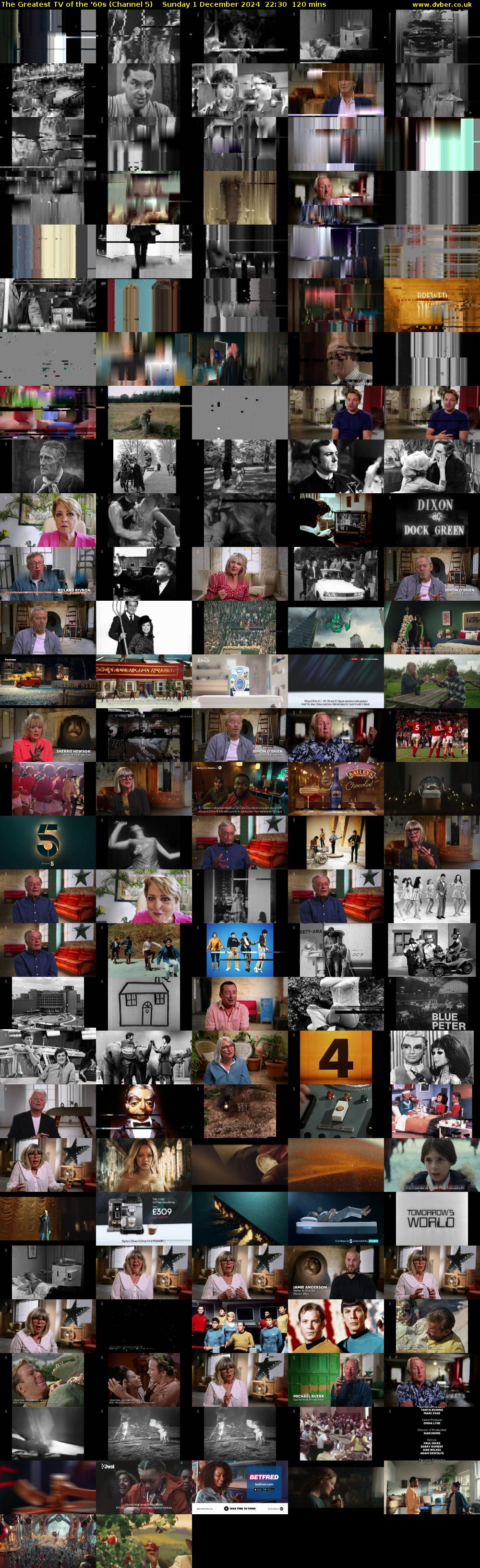 The Greatest TV of the '60s (Channel 5) Sunday 1 December 2024 22:30 - 00:30