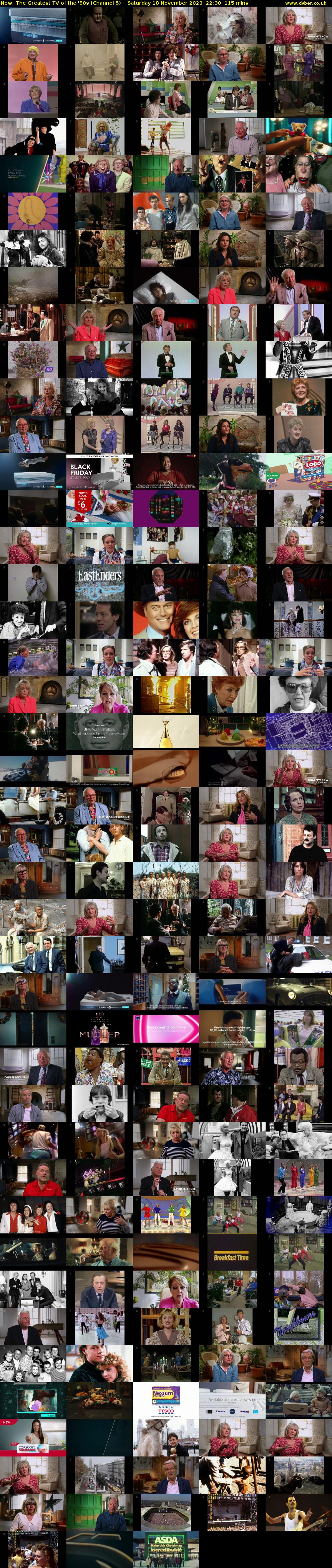 The Greatest TV of the '80s (Channel 5) Saturday 18 November 2023 22:30 - 00:25