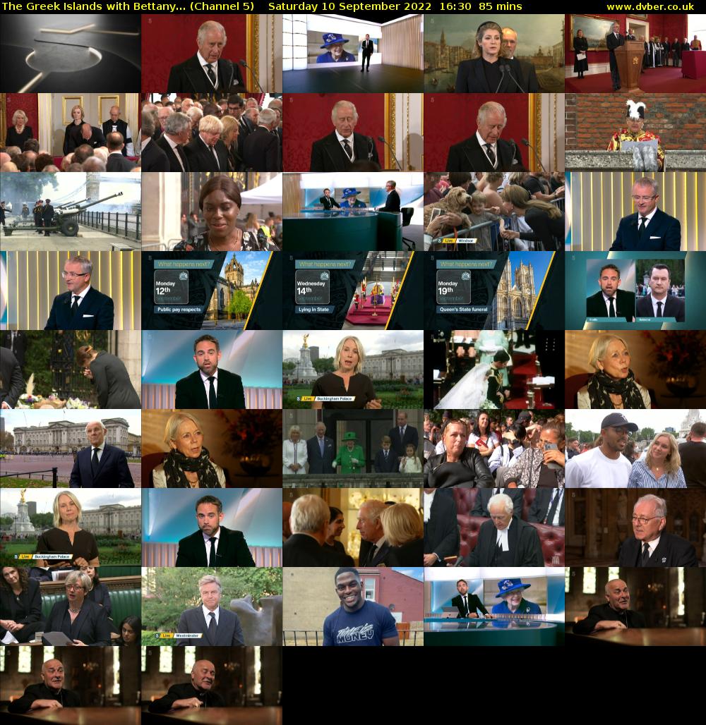 The Greek Islands with Bettany... (Channel 5) Saturday 10 September 2022 16:30 - 17:55