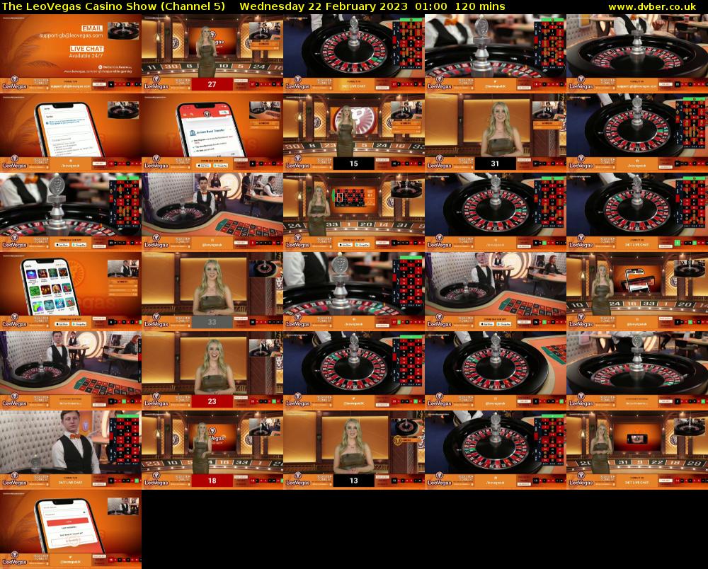 The LeoVegas Casino Show (Channel 5) Wednesday 22 February 2023 01:00 - 03:00